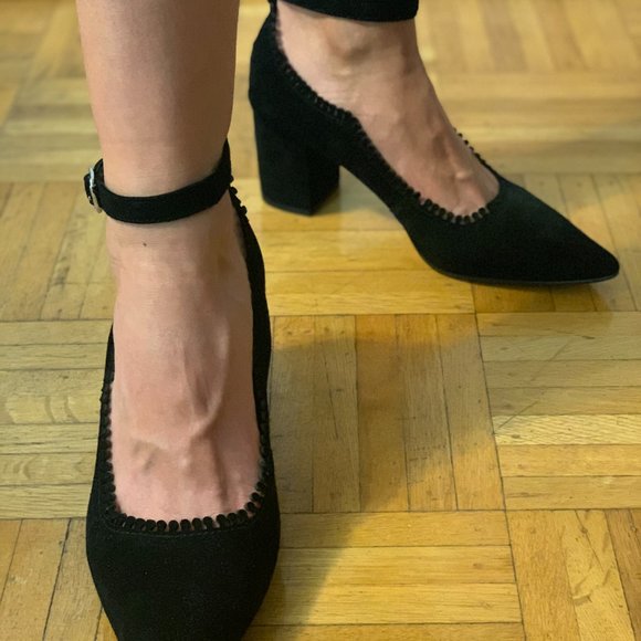 Wittner Black Suede Block Heels - Picture 3 of 4